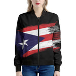 Flag Of Puerto Rico Print Women's Bomber Jacket