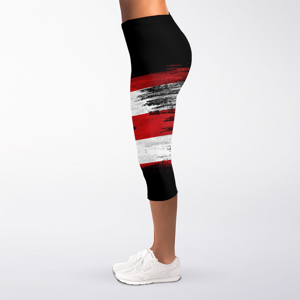 Flag Of Puerto Rico Print Women's Capri Leggings