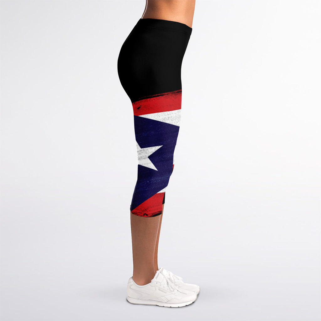 Flag Of Puerto Rico Print Women's Capri Leggings