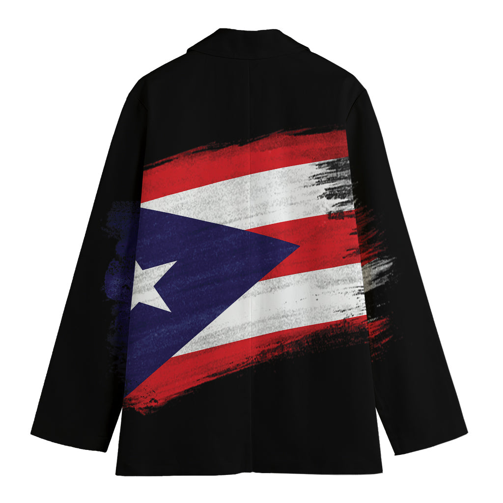 Flag Of Puerto Rico Print Women's Cotton Blazer