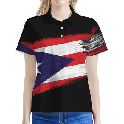 Flag Of Puerto Rico Print Women's Polo Shirt