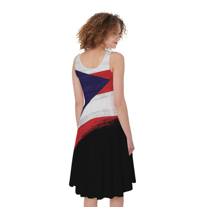 Flag Of Puerto Rico Print Women's Sleeveless Dress