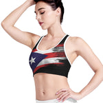 Flag Of Puerto Rico Print Women's Sports Bra