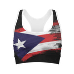 Flag Of Puerto Rico Print Women's Sports Bra