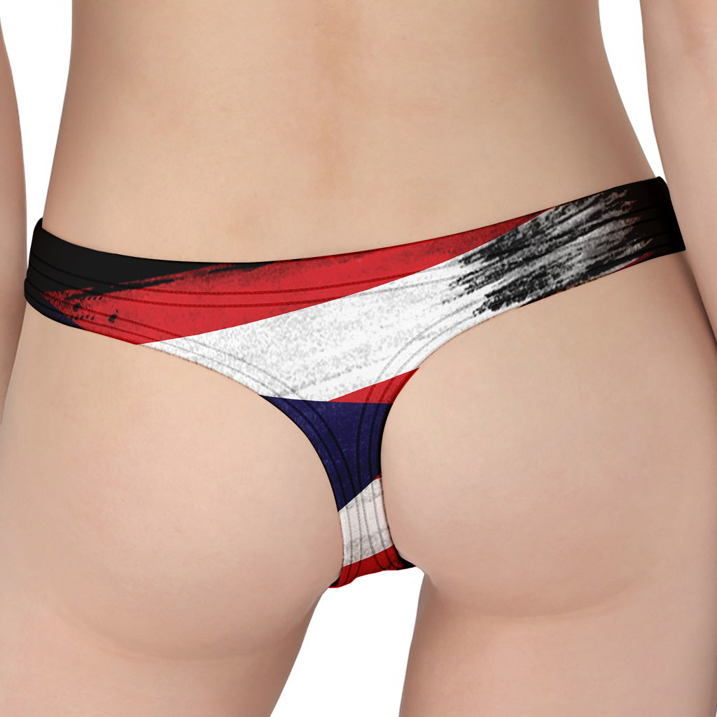 Flag Of Puerto Rico Print Women's Thong
