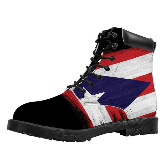 Flag Of Puerto Rico Print Work Boots