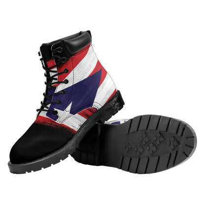 Flag Of Puerto Rico Print Work Boots