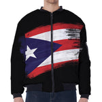 Flag Of Puerto Rico Print Zip Sleeve Bomber Jacket
