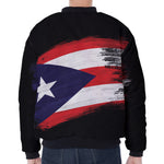 Flag Of Puerto Rico Print Zip Sleeve Bomber Jacket