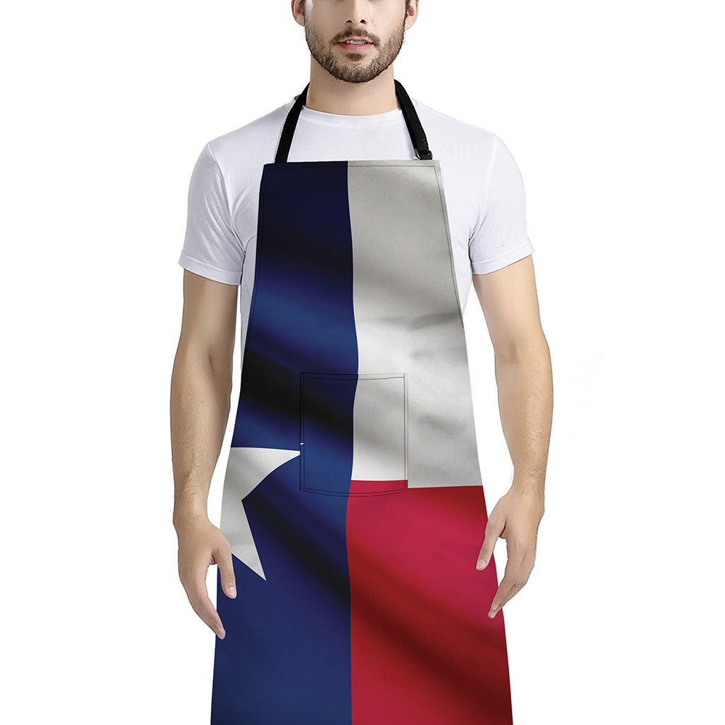 Flag Of Texas Print Bib Apron With Pocket