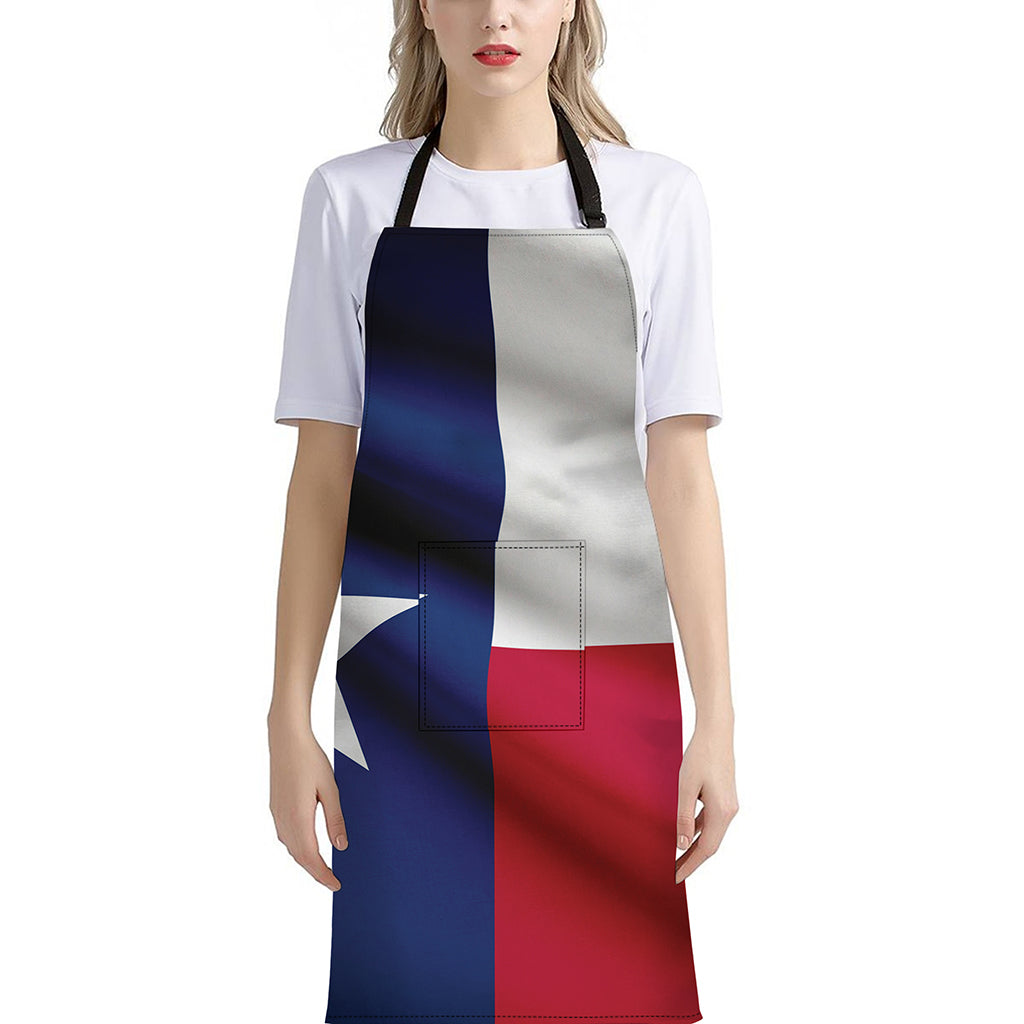 Flag Of Texas Print Bib Apron With Pocket