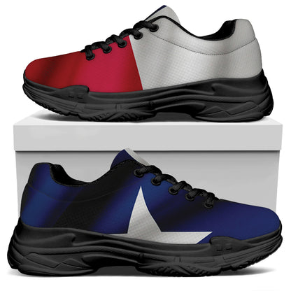Flag Of Texas Print Black Chunky Shoes