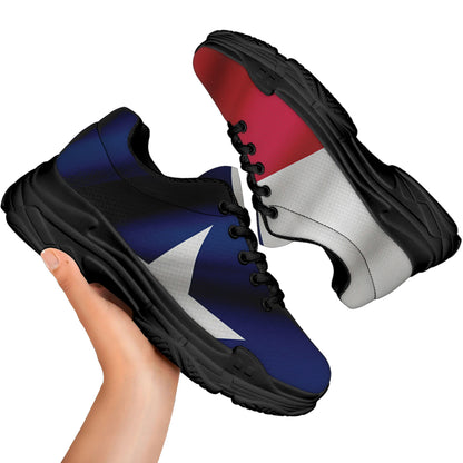 Flag Of Texas Print Black Chunky Shoes