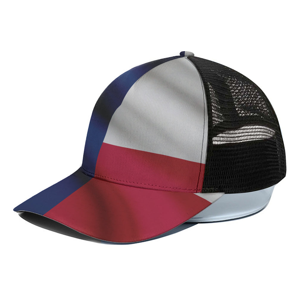 Flag Of Texas Print Black Mesh Trucker Cap