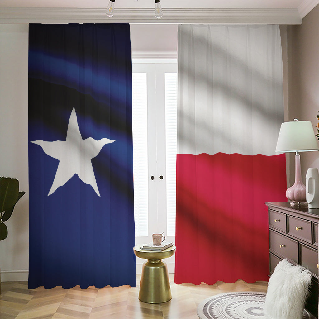 Flag Of Texas Print Blackout Pencil Pleat Curtains