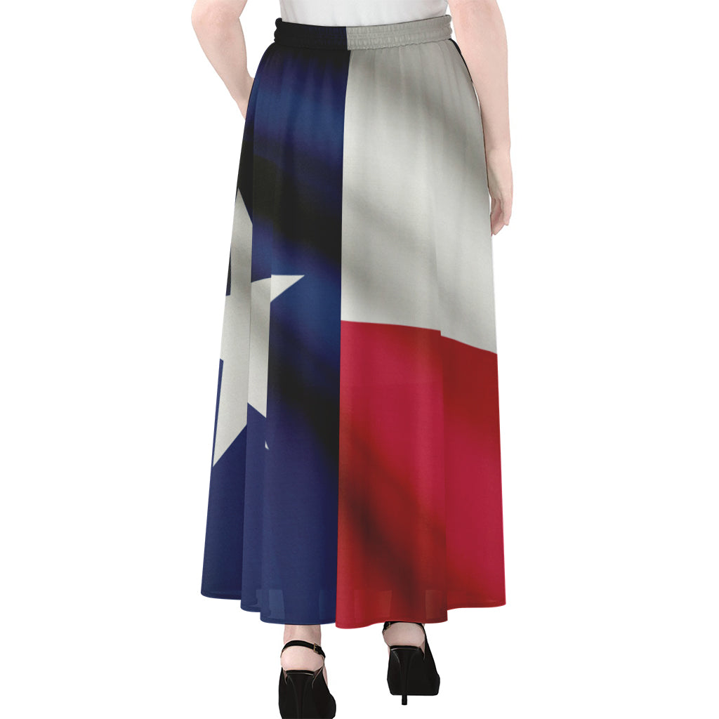 Flag Of Texas Print Chiffon Maxi Skirt