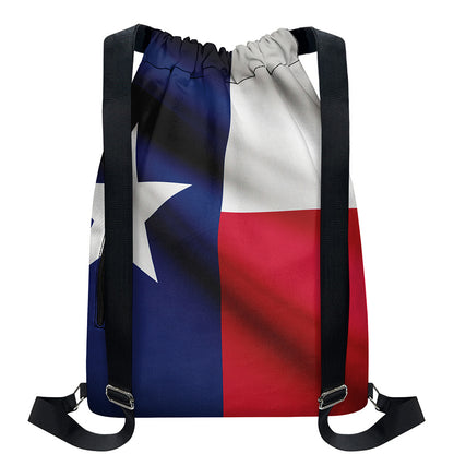Flag Of Texas Print Drawstring Backpack