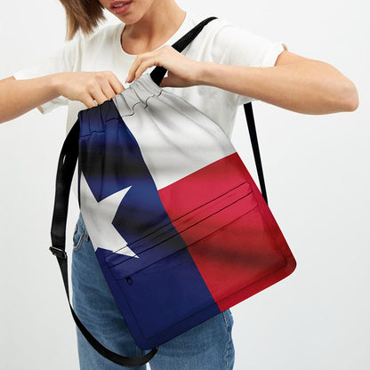 Flag Of Texas Print Drawstring Backpack