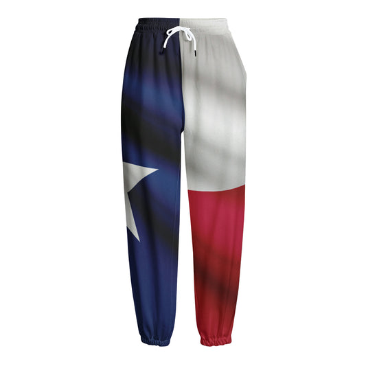 Flag Of Texas Print Fleece Lined Knit Pants