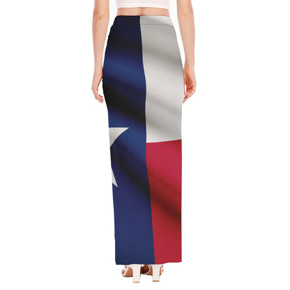 Flag Of Texas Print High Slit Maxi Skirt