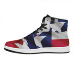Flag Of Texas Print High Top Leather Sneakers