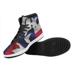 Flag Of Texas Print High Top Leather Sneakers