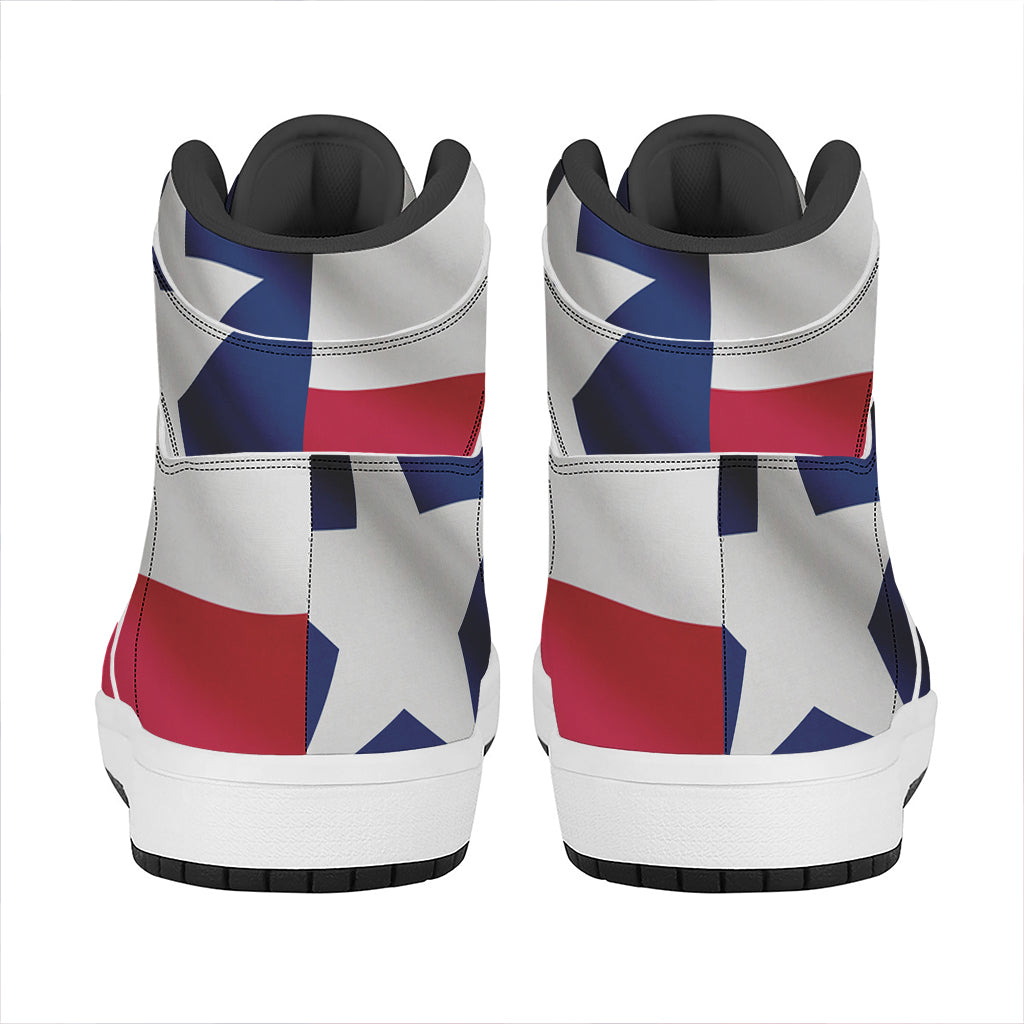 Flag Of Texas Print High Top Leather Sneakers