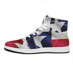 Flag Of Texas Print High Top Leather Sneakers