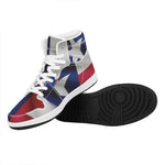 Flag Of Texas Print High Top Leather Sneakers