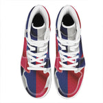 Flag Of Texas Print High Top Leather Sneakers