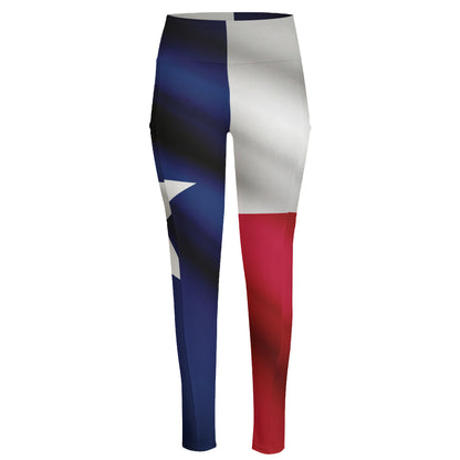 Flag Of Texas Print High-Waisted Pocket Leggings