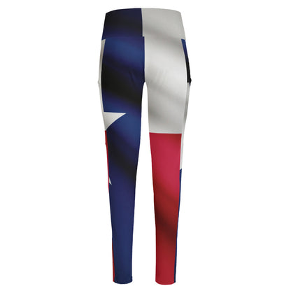 Flag Of Texas Print High-Waisted Pocket Leggings