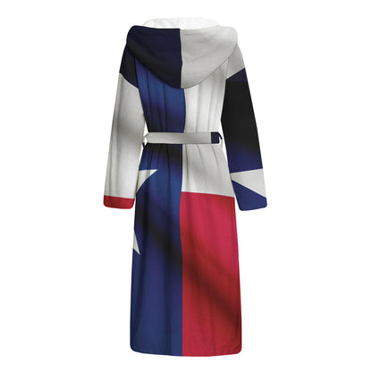 Flag Of Texas Print Hooded Bathrobe
