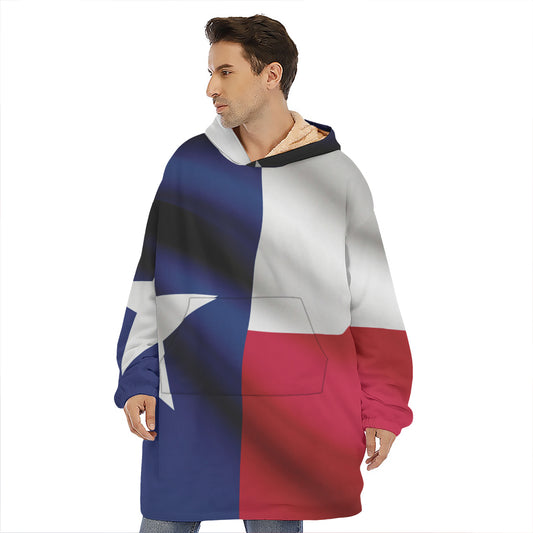 Flag Of Texas Print Hoodie Blanket