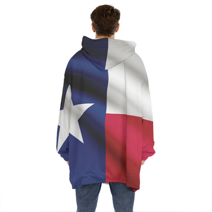 Flag Of Texas Print Hoodie Blanket