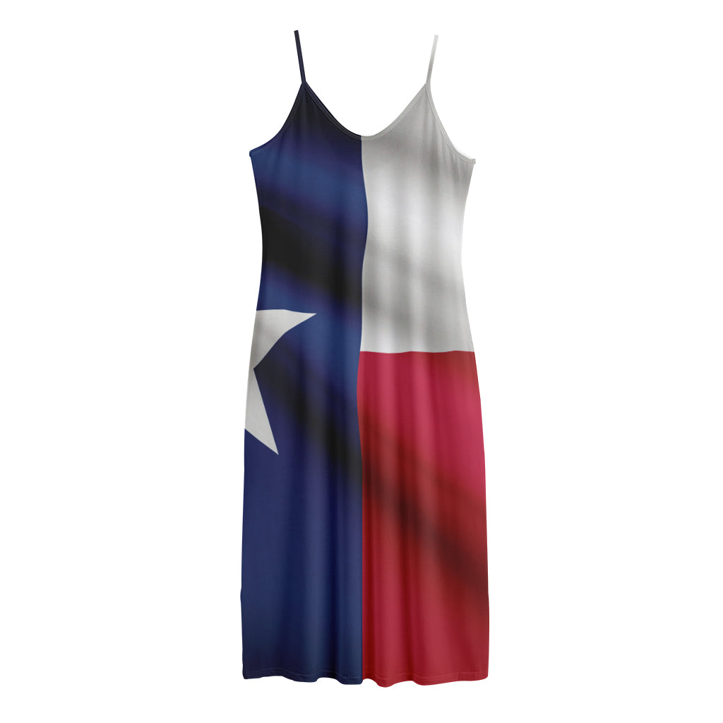 Flag Of Texas Print Jersey Midi Cami Dress