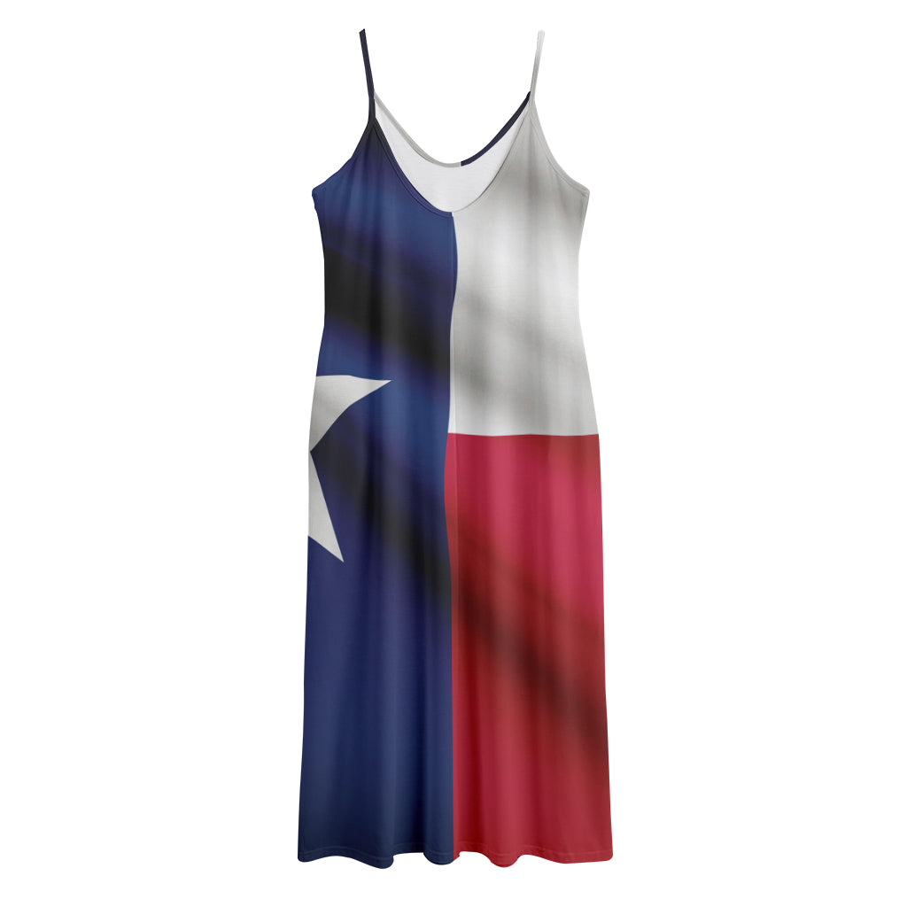 Flag Of Texas Print Jersey Midi Cami Dress