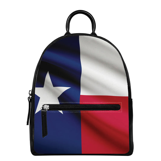 Flag Of Texas Print Leather Backpack