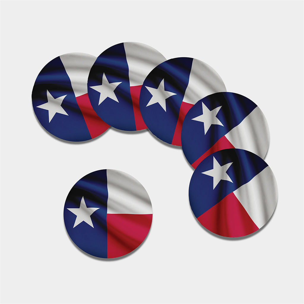 Flag Of Texas Print Leather Coaster Set