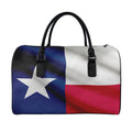 Flag Of Texas Print Leather Duffel Bag