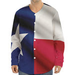 Flag Of Texas Print Long Sleeve Baseball Jersey