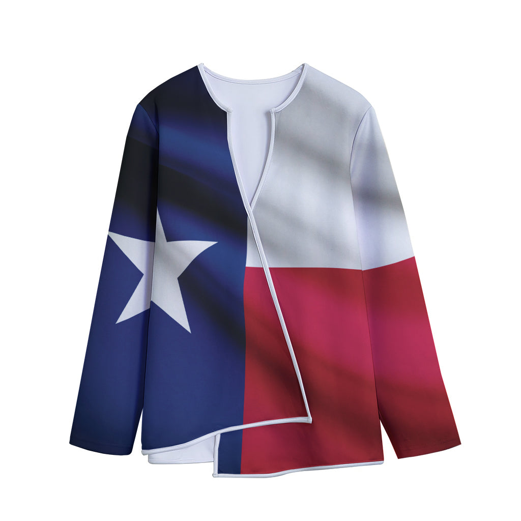 Flag Of Texas Print Long Sleeve Short Coat