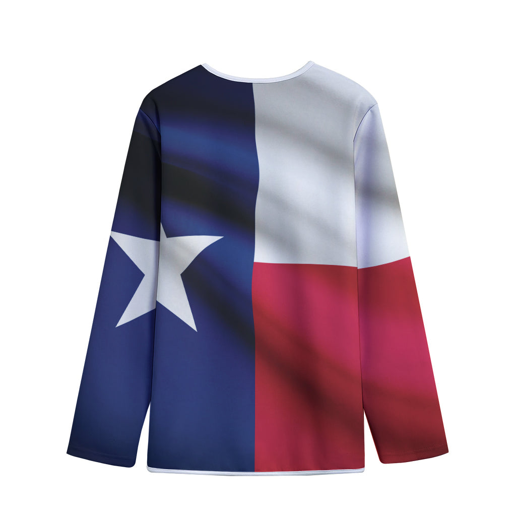 Flag Of Texas Print Long Sleeve Short Coat