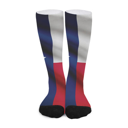 Flag Of Texas Print Long Socks