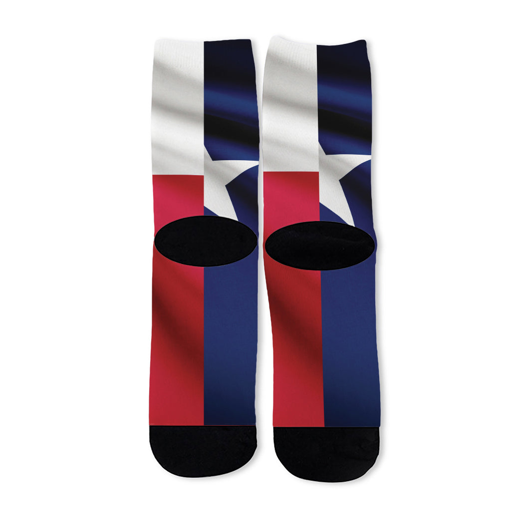 Flag Of Texas Print Long Socks