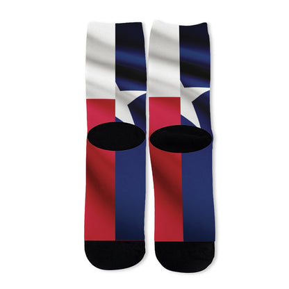 Flag Of Texas Print Long Socks