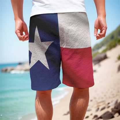 Flag Of Texas Print Men's Cargo Shorts