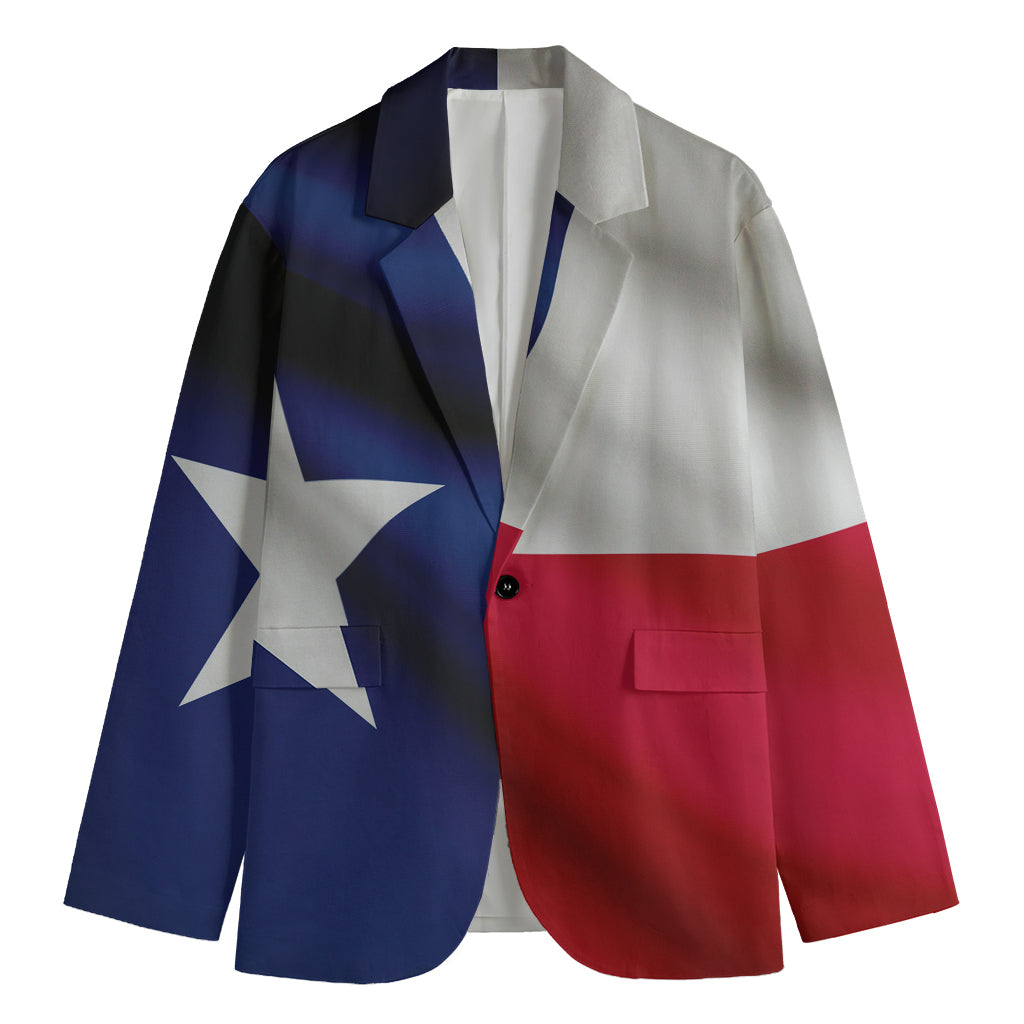 Flag Of Texas Print Men's Cotton Blazer