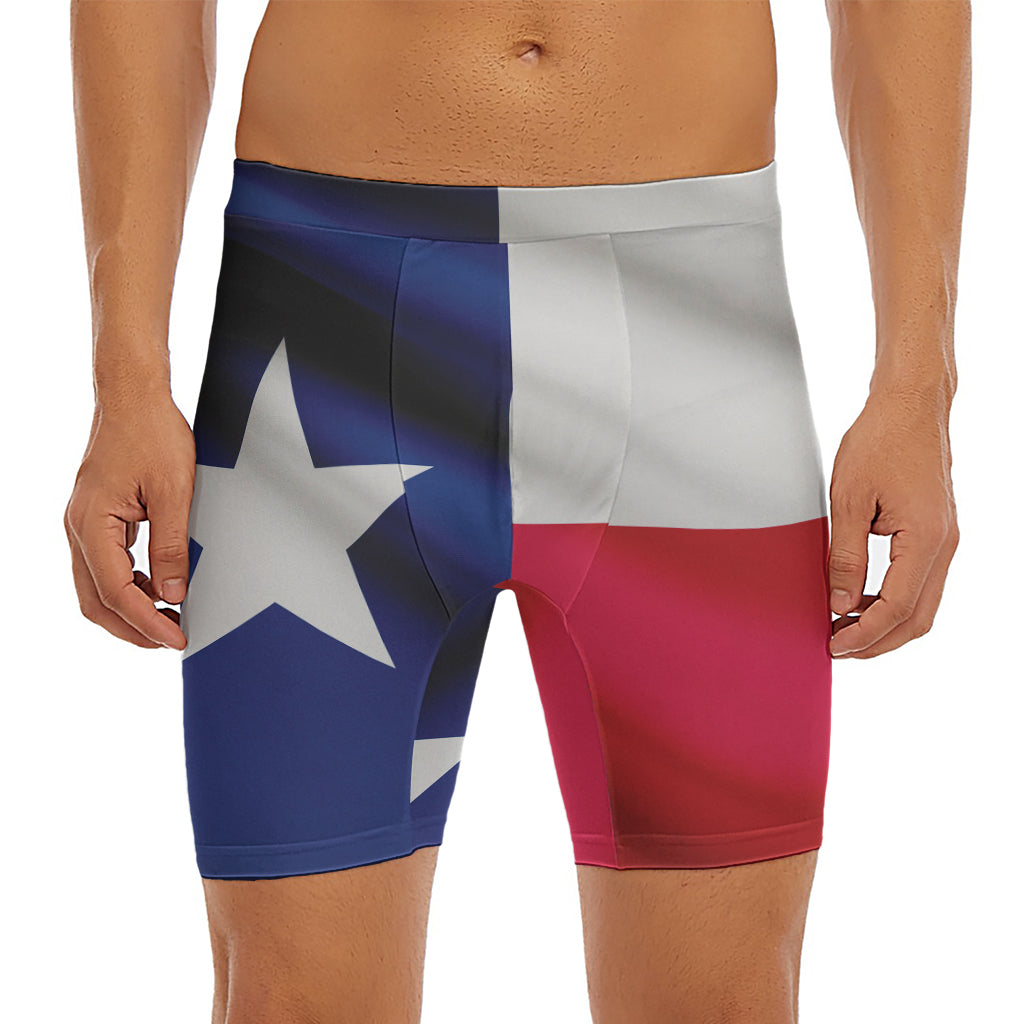 Flag Of Texas Print Men's Long Boxer Briefs