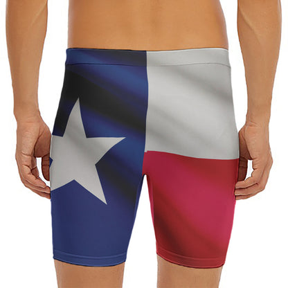 Flag Of Texas Print Men's Long Boxer Briefs